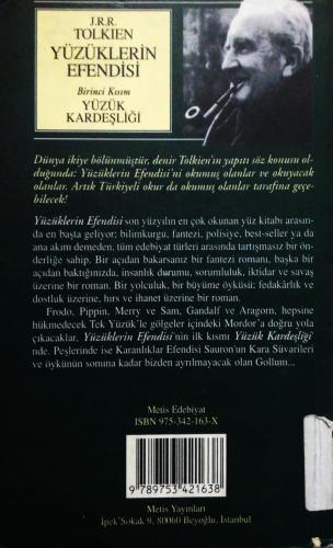 Yüzük Kardeşliği Yüzüklerin Efendisi 1 J.R.R. Tolkien Metis Yayınları