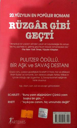 Rüzgar Gibi Geçti Margaret Mitchell Artemis Yayınları