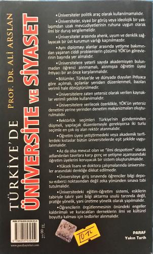 Türkiye'de Üniversite Ve Siyaset Prof. Dr. Ali Arslan Paraf