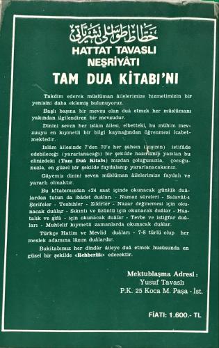 Tam Dua Kitabı Hatat Hafız Yusuf Tavaslı Altın Kitaplar